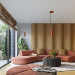 Lampa wisząca KARBON 3P ochra czerwona SL.1633 Sollux