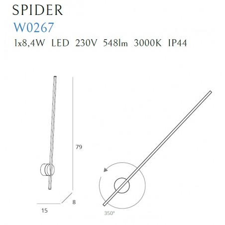 MAXLIGHT W0267 KINKIET SPIDER BLACK IP44