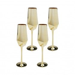 NOWOŚĆ 57344 KARE komplet 4 kieliszków do szampana     DIAMOND 365 ml złoty  King Home