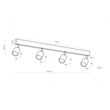NOWOŚĆ 1009TOP BLACK LAMPA SUFITOWA 4 PŁ Tk Lighting