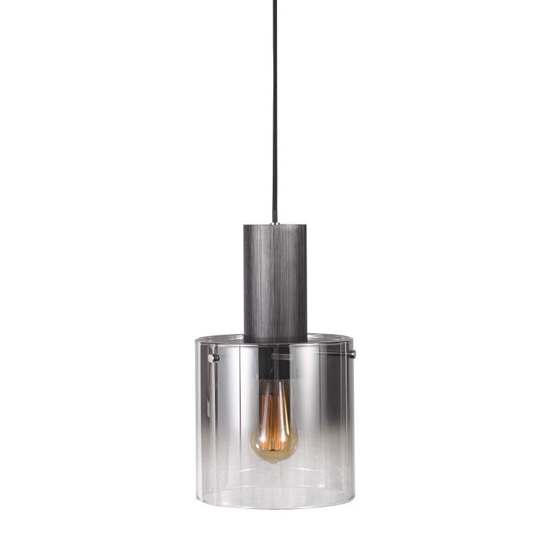 Lampa wisząca Javier MD17076-1A BK Italux czarny, dymny stop metali, szkło