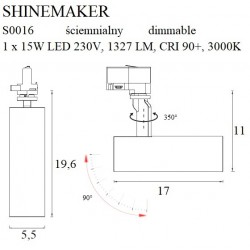 MAXLIGHT S0016 LAMPA DO SZYNOPRZEWODU SHINEMAKER CZARNA- ŚCIEMNIALNA