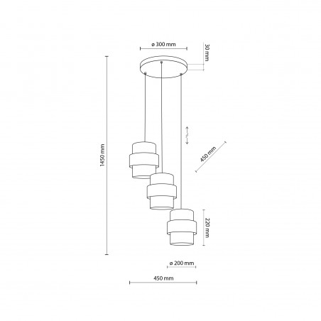 NOWOŚĆ 5981CALISTO BLACK LAMPA WISZĄCA 3  KOŁO Tk Lighting