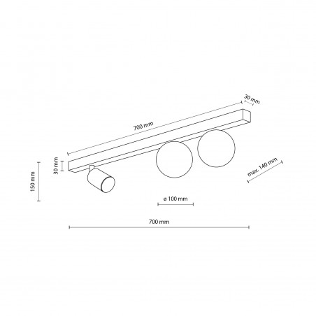 NOWOŚĆ 10001VOX LAMPA SUFITOWA 3 Tk Lighting