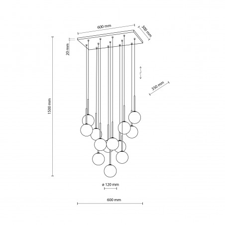 NOWOŚĆ 10079MARTIN BLACK WHITE LAMPA WISZACA 13 Tk Lighting
