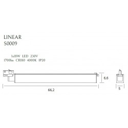 MAXLIGHT S0009 LAMPA DO SZYNOPRZEWODU LINEAR TRACK WHITE 18W 4000K