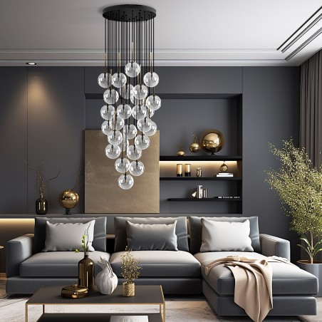 NOWOŚĆ 10099NILOS BLACK GOLD LAMPA WISZACA 26 Tk Lighting