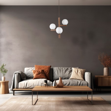 NOWOŚĆ 10271ESTERA WOOD ORZECH LAMPA WISZACA 3 Tk Lighting