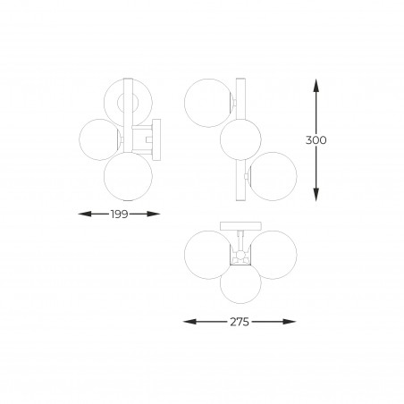 NOWOŚĆ W0454-03U-F7AA MOLECULE KINKIET ZŁOTY/GOLD ZUMA LINE