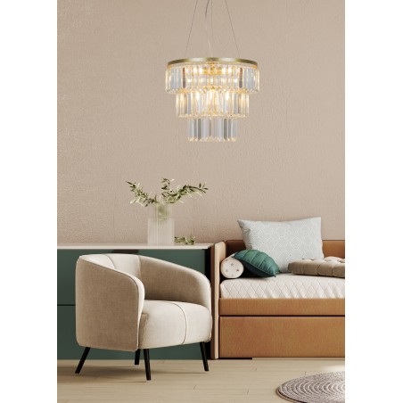 NOWOŚĆ P17127-4-1GD TIFANNY LAMPA WISZĄCA ZŁOTA/GOLD ZUMA LINE