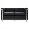 NOWOŚĆ KH1501100201 Sofa dwuosobowa SOFT LC2 czarna - włoska skóra naturalna, metal King Home