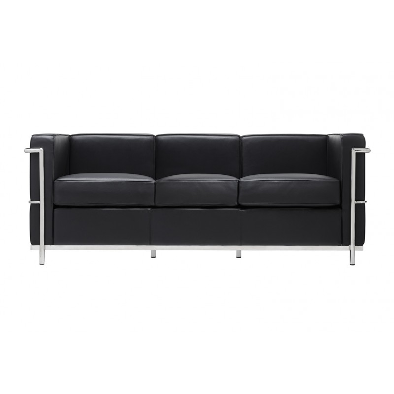 NOWOŚĆ KH1501100202 Sofa trzyosobowa SOFT LC2 czarna - włoska skóra naturalna, metal King Home NOWOŚĆ KH1501100202 Sofa trzyosobowa SOFT LC2 czarna - włoska skóra naturalna, metal King Home