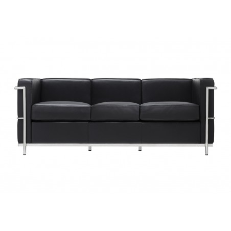 NOWOŚĆ KH1501100202 Sofa trzyosobowa SOFT LC2 czarna - włoska skóra naturalna, metal King Home NOWOŚĆ KH1501100202 Sofa trzyosobowa SOFT LC2 czarna - włoska skóra naturalna, metal King Home