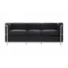 NOWOŚĆ KH1501100202 Sofa trzyosobowa SOFT LC2 czarna - włoska skóra naturalna, metal King Home