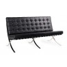 NOWOŚĆ KH1501100212 Sofa BARCELON trzyosobowa czarna - włoska skóra naturalna, chrom  King Home