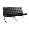 NOWOŚĆ KH1501100212 Sofa BARCELON trzyosobowa czarna - włoska skóra naturalna, chrom King Home