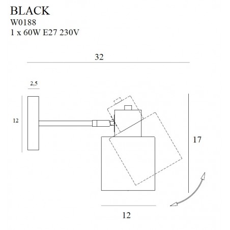 MAXLIGHT W0188  KINKIET BLACK