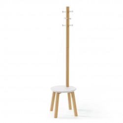 NOWOŚĆ 1014257-668 UMBRA stołek i wieszak na ubrania PILLAR biały / naturalny  King Home