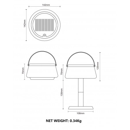 NOWOŚĆ DT36111 AURE LAMPA STOŁOWA ZEWNĘTRZNA SOLARNA CZARNA/BLACK ZUMA LINE