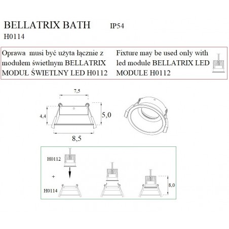 MAXLIGHT H0114 OPRAWA WPUSTOWA BELLATRIX BATH CZARNA IP54 - BEZ MODUŁU ŚWIE