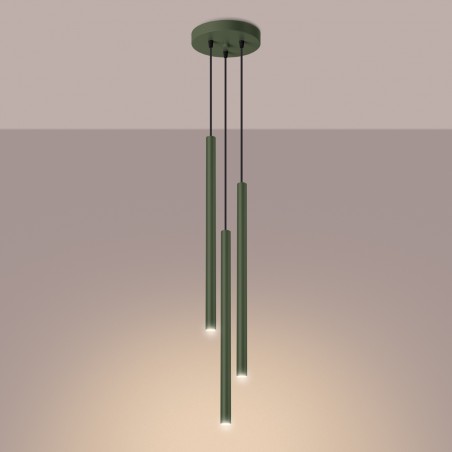 NOWOŚĆ Lampa wisząca PASTELO 3P zielona oliwkaSL.1521 Sollux