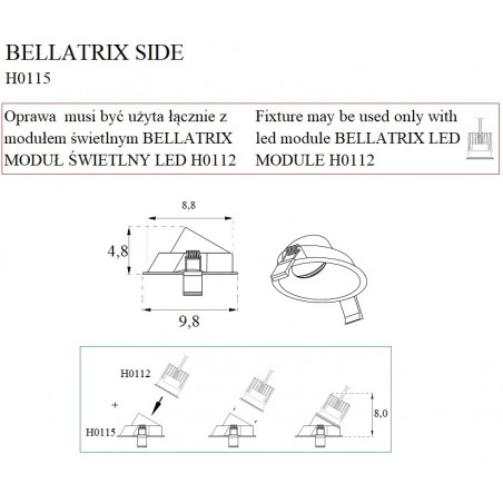 MAXLIGHT H0115 OPRAWA WPUSTOWA BELLATRIX SIDE BIAŁA - BEZ MODUŁU ŚWIETLNEGO