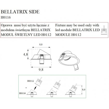 MAXLIGHT H0116 OPRAWA WPUSTOWA BELLATRIX SIDE CZARNA - BEZ MODUŁU ŚWIETLNEG