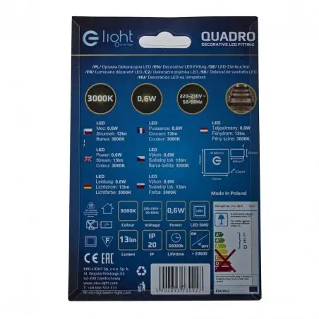 NOWOŚĆ EKS0927QUADRO Barwa Ciepła 3000K Milagro