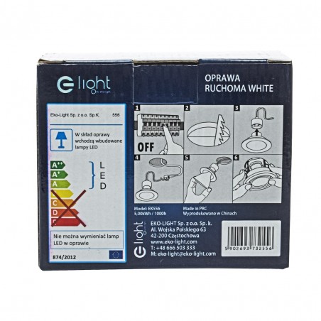 NOWOŚĆ EKZ2556OCZKO OKRĄGŁE GU10 1X5W LED BIAŁE Milagro