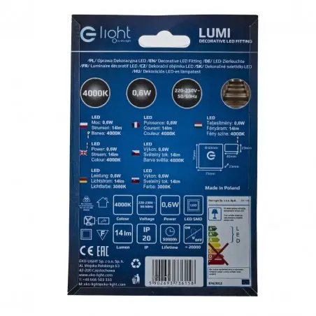 NOWOŚĆ EKS6158LUMI Barwa Neutralna 4000K Milagro