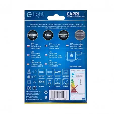 NOWOŚĆ EKS4413CAPRI Barwa Ciepła 3000K Milagro