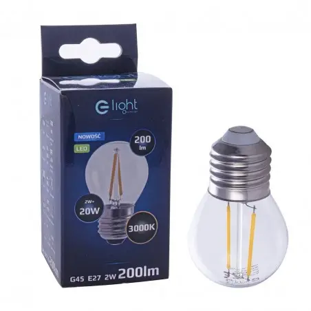 NOWOŚĆ EKZF275Żarówka Filamentowa LED 2W E27 G45 2700K Milagro