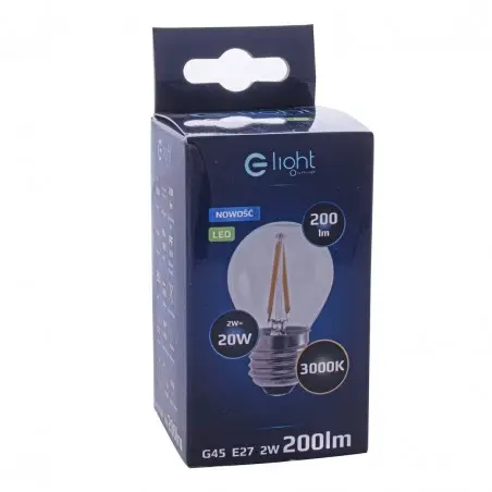 NOWOŚĆ EKZF275Żarówka Filamentowa LED 2W E27 G45 2700K Milagro
