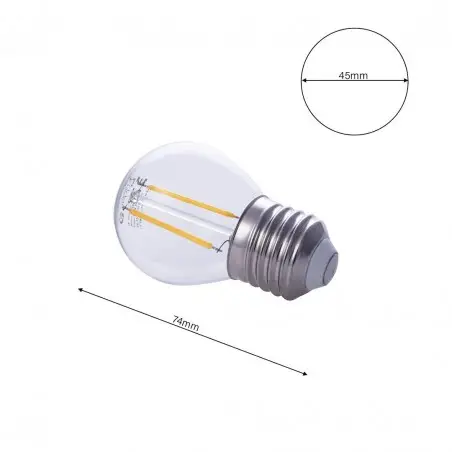 NOWOŚĆ EKZF275Żarówka Filamentowa LED 2W E27 G45 2700K Milagro
