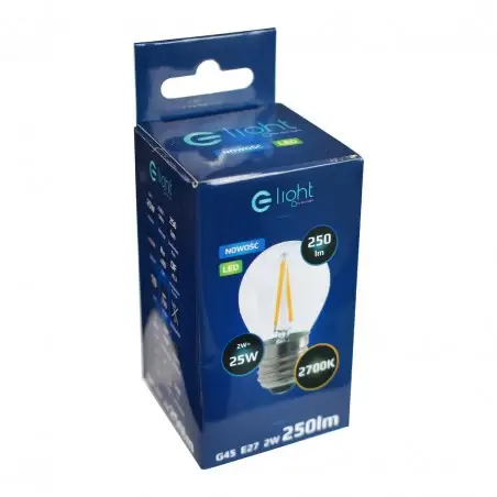 NOWOŚĆ EKZF1074Żarówka Filamentowa LED 2W E27 G45 2700K Milagro