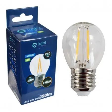 NOWOŚĆ EKZF1074Żarówka Filamentowa LED 2W E27 G45 2700K Milagro