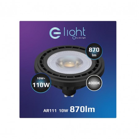 NOWOŚĆ AR8041Żarówka LED 10W AR111 GU10 4000K/ Czarny Milagro