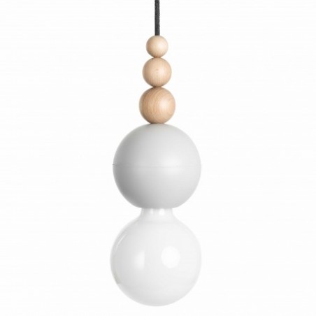 Lampa wisząca LOFT BALA LBLGSB03 Kolorowe Kable Jasny Szary strukturalny Drewno Kulki