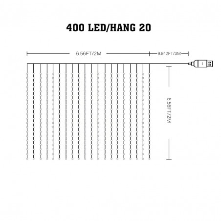 NOWOŚĆ EK1390Kurtyna Wizard Kulka 2*2m 400LED RGB Milagro