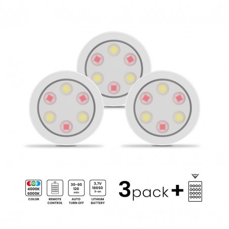 NOWOŚĆ EKB1438Lampka Podszafkowa Jojo RGB + 3000/6000K Trójpak Milagro