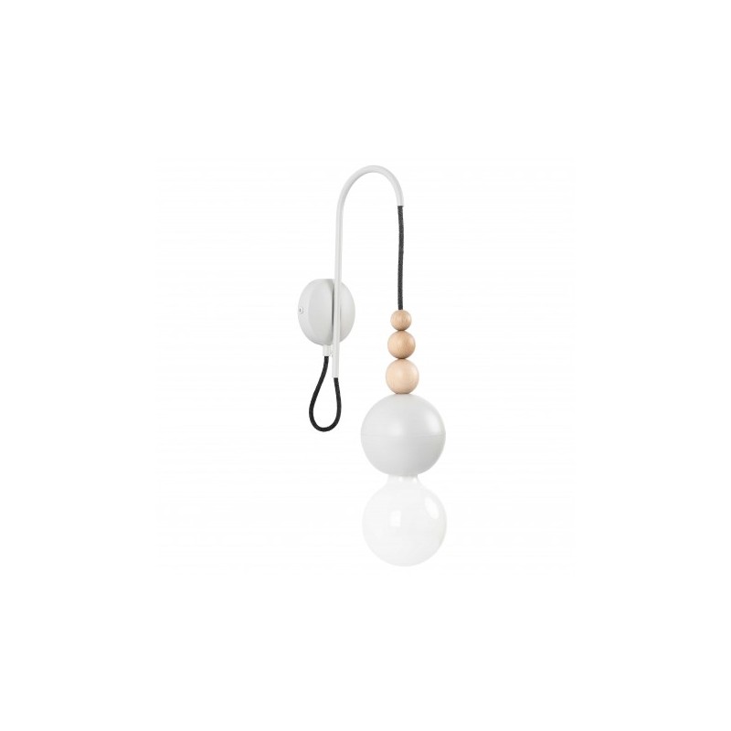 Kinkiet LOFT BALA LBLGSKB03 Kolorowe Kable Jasny Szary Strukturalny Drewno Kulki