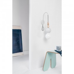 Kinkiet LOFT BALA LBLGSKB03 Kolorowe Kable Jasny Szary Strukturalny Drewno Kulki
