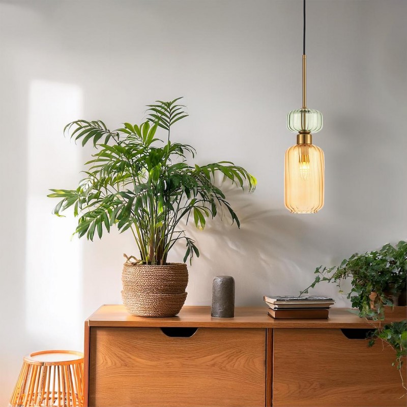 NOWOŚĆ ML1823Lampa wisząca MOLLY AMBER 1xE14 Milagro