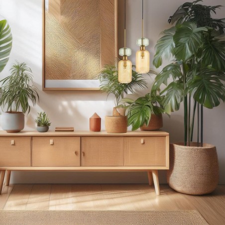 NOWOŚĆ ML1823Lampa wisząca MOLLY AMBER 1xE14 Milagro