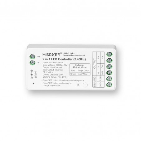 NOWOŚĆ PS-FUT035S+MI-LIGHT Kontroler SR2 2w1 MONO/CCT 12-24VDC 12A FUT035S+ Milagro