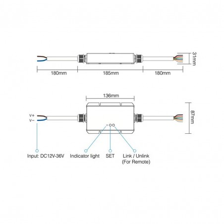 NOWOŚĆ PS-LS2-WPMI-LIGHT Kontroler 5w1 RGB/CCT 12-36VDC 20A IP67 Milagro