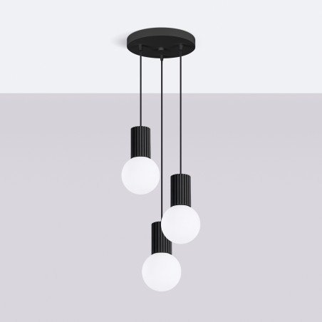 NOWOŚĆ Lampa wisząca HALO 3P czarnaSL.1715 Sollux
