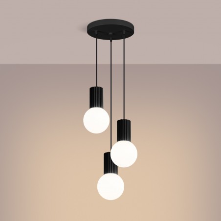 NOWOŚĆ Lampa wisząca HALO 3P czarnaSL.1715 Sollux