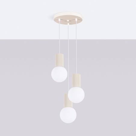 NOWOŚĆ Lampa wisząca HALO 3P beżowaSL.1720 Sollux