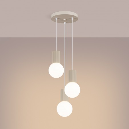 NOWOŚĆ Lampa wisząca HALO 3P beżowaSL.1720 Sollux